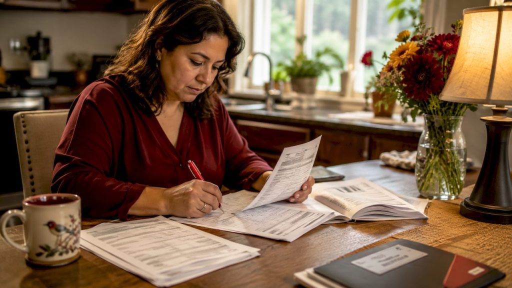 Person filling out amended tax return form