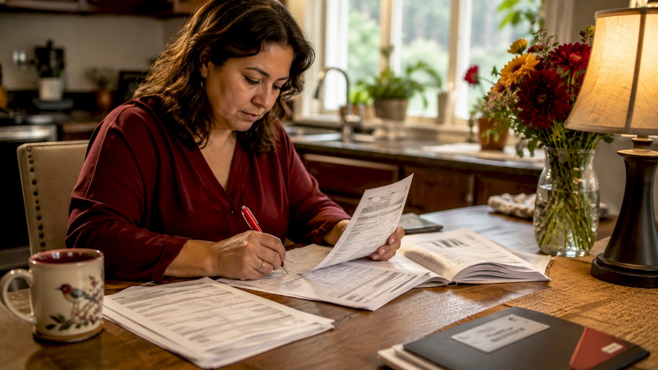 Person filling out amended tax return form