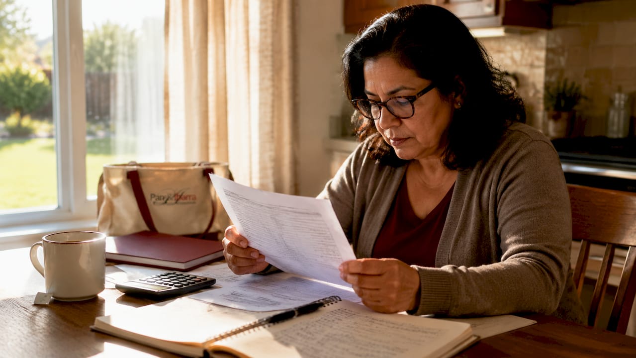 Investor reading capital gains tax documents