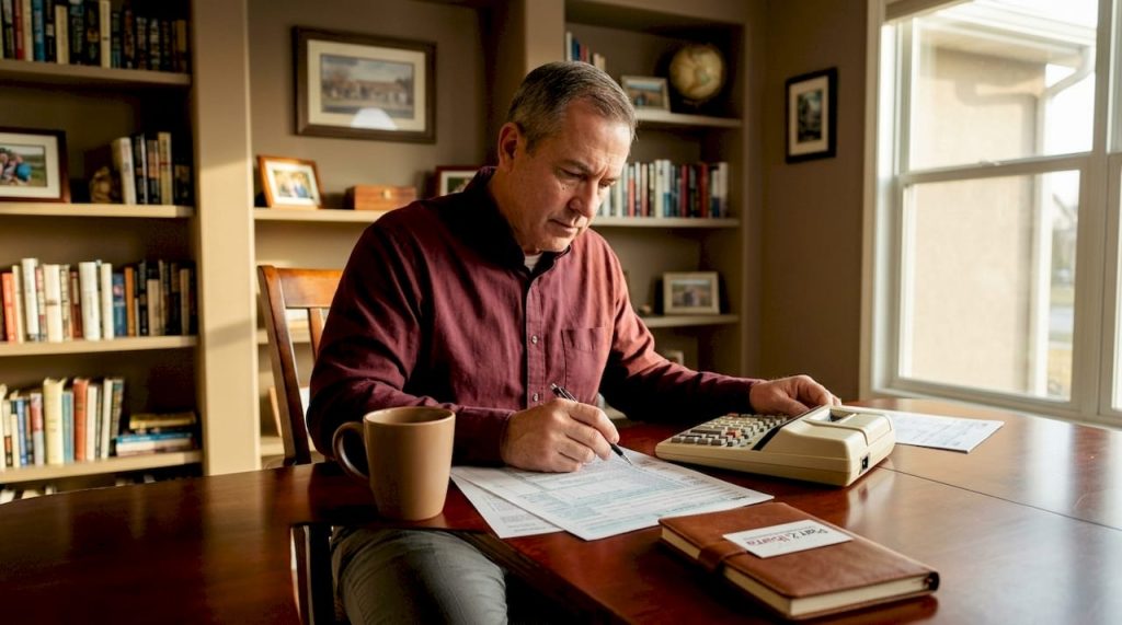 Investor reviewing capital gains tax documents