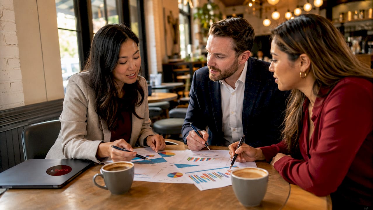 Finance team discussing financial forecast