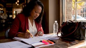 Woman reviewing nonprofit legal documents