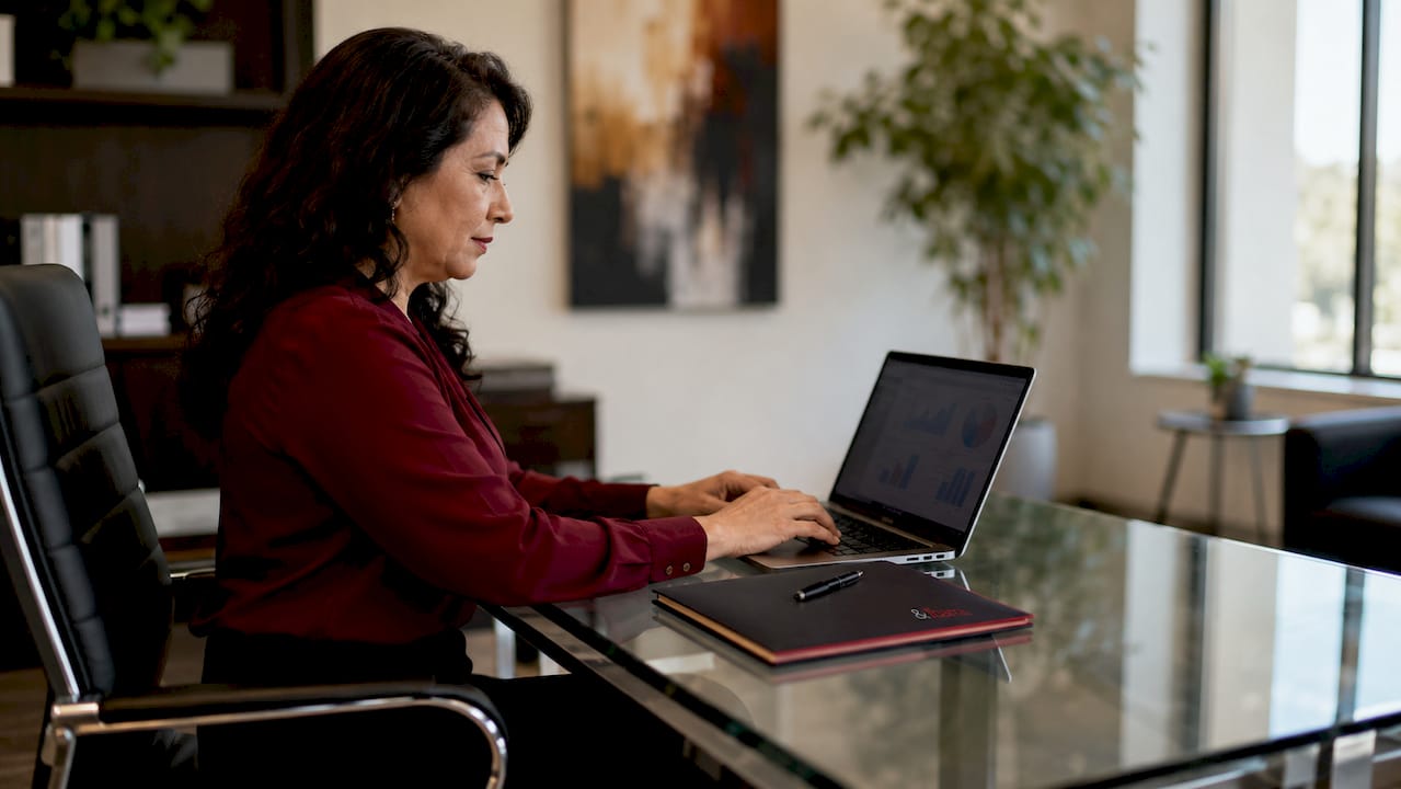 Bookkeeper working in Hurst office