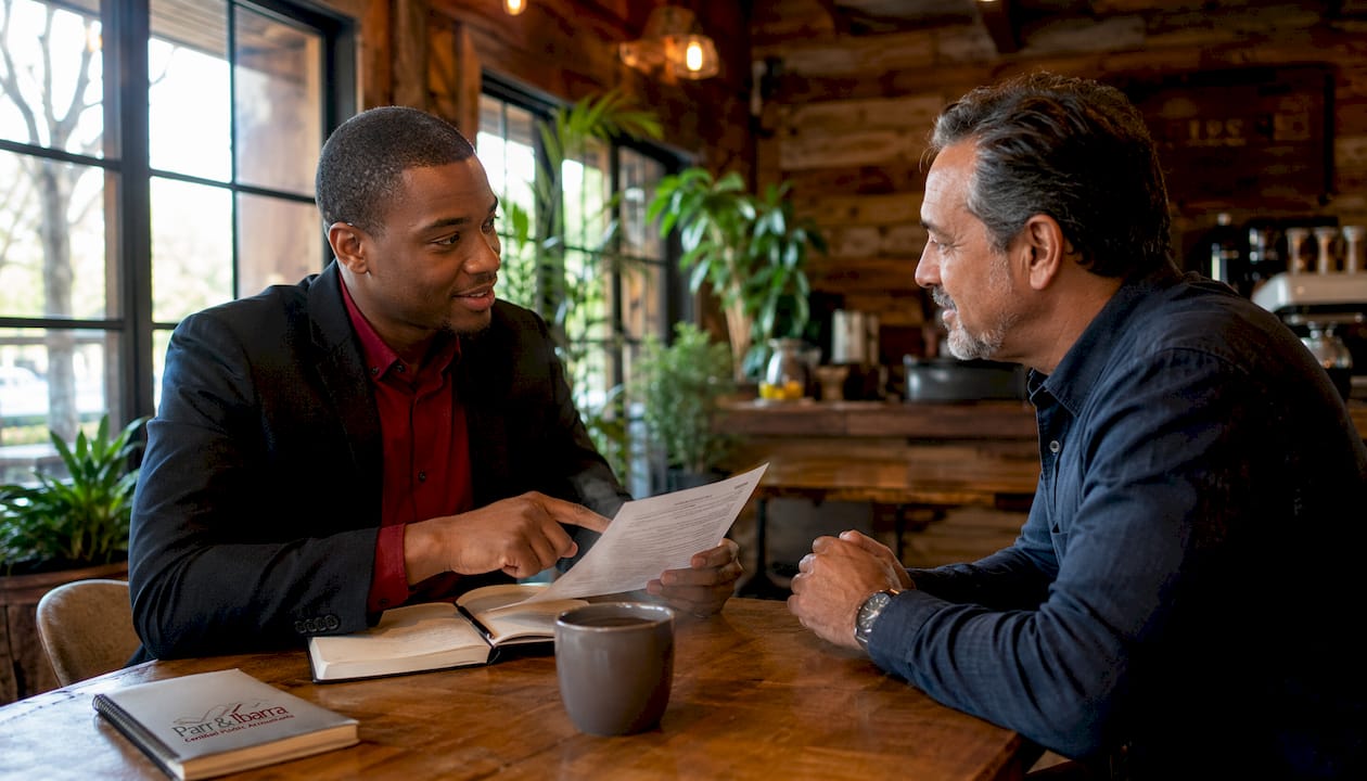 CPA consulting small business client in office