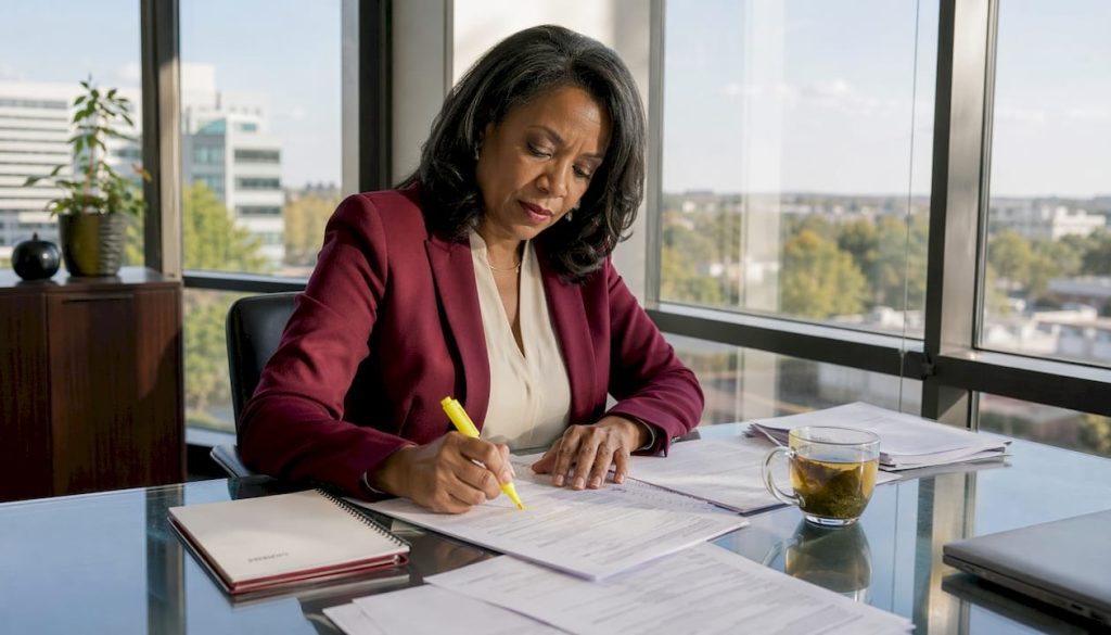 Nonprofit CFO reviewing tax documents