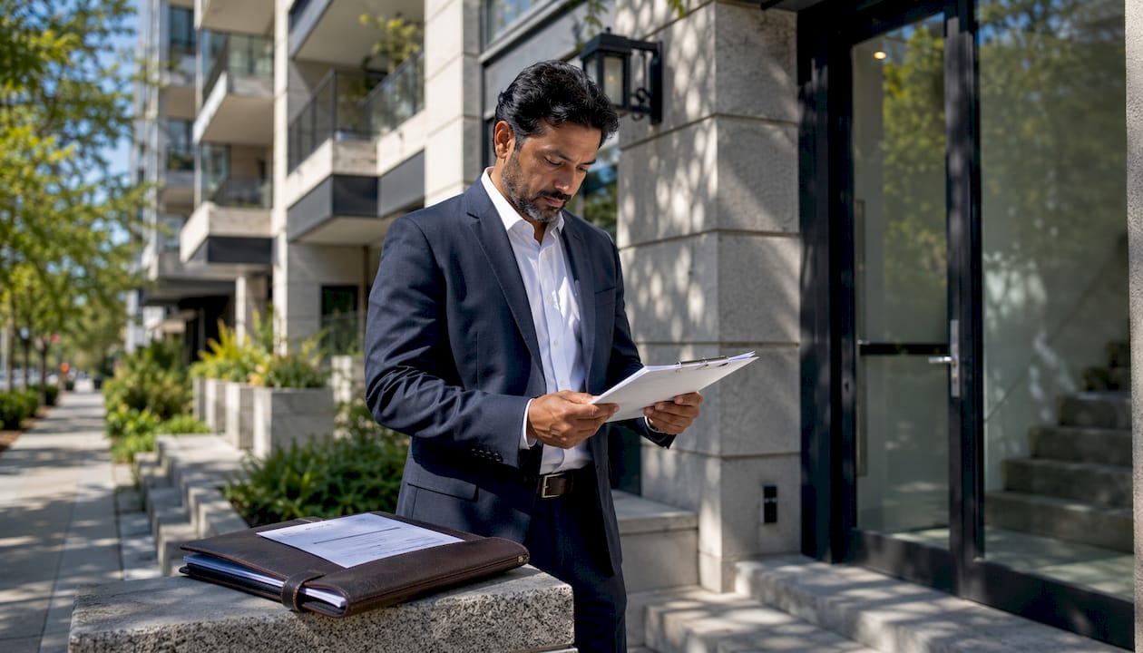 Professional reviewing rental property tax documents