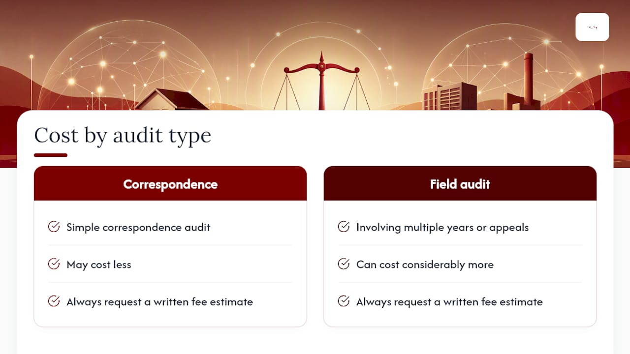 How much does IRS audit representation cost? — overview diagram