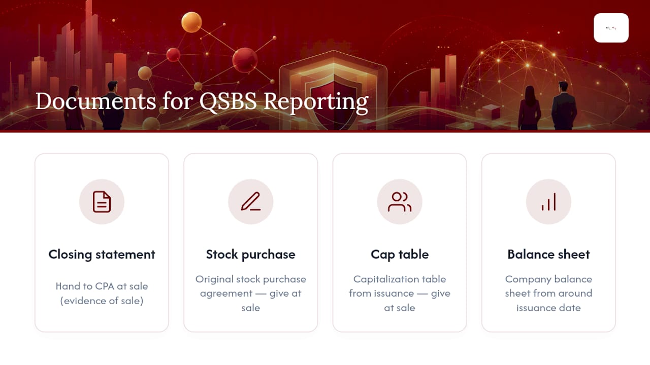 Four documents supporting QSBS reporting