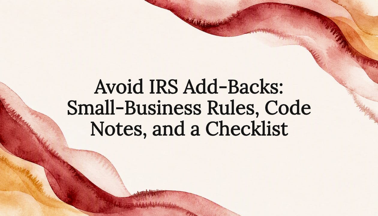Decorative IRS add-backs title card